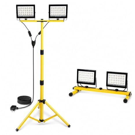 120W Tripod LED Work Light, Twin 60W Floodlight, 11000 Lumens Portable Site Light with Telescopic Stand, 6500K Outdoor Worklight for Garage, Workshop, Construction & DIY