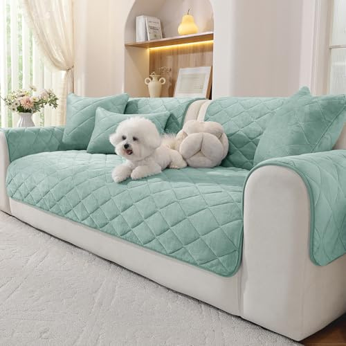 Ystyle Flanellsofa Überzug, Rutschfester Sofabezug, Weicher und Komfortabler Couchüberzug, Geeignet für 1/2/3/4-Sitzer Sofas und Sofas mit Chaise-Longue-Bereich (Türkis, 70x210cm)