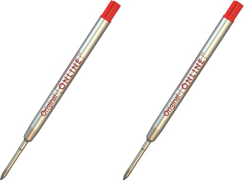 Kugelschreiber Ersatzmine von Online, Internationale Standard Großraum Mine, Strichstärke M (mittel) dokumentenecht, wasserfest, 1 Stück, Kugelschreibermine (rot) ISO 12757-2 G2 40007/3
