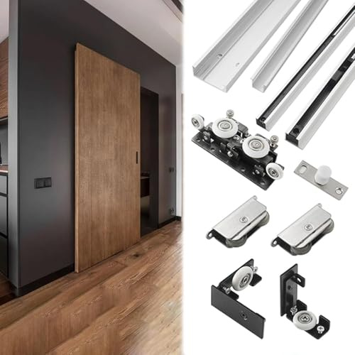 Sliding Door Kit Hidden Barn Door Hardware Kit 3.9-4.9-5.9 Ft, Invisible Trackless Sliding Door Set for Bathroom/Cabinets, Concealed Track Pocket Door,1.2m/3.9ft