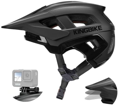 KINGBIKE Professioneller Mountainbike Helm E-MTB NTA-8776 E-Bike Sicherheitshelm mit 3-stufig verstellbarem Visier & Kamera-Halterung MTB-Fahrradhelm für Erwachsene