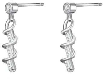 Beydodo Weißgold Ohrhänger Damen 750 585 375 Echtgold, Ohrringe Hängend Spirale mit Moissanit Ohrhänger Hochzeit Braut Nickelfrei