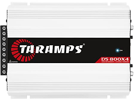 Taramp's DS 800x4 1 Ohm 4 Channels 800 Watts Amplifier | High-Level speaker inputs, automatic turn-on, bridgeable channels and Class D efficiency for OEM or aftermarket audio.