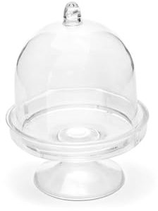 PartyDeco Mini Kuchenständer mit Glocke 5x7cm 3er Set -Etagere aus Plexiglas für Süßigkeiten, 5,5 x 7,5 cm, 3 Stück - Klar Transparent