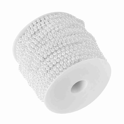 Zerodis Künstliche Perlen Perlenschnur Kunstperle Perlengirland für Armband Vorhang Hochzeit Weihnachten Beige Weiß 40m/Rolle 4mm(Weiß)