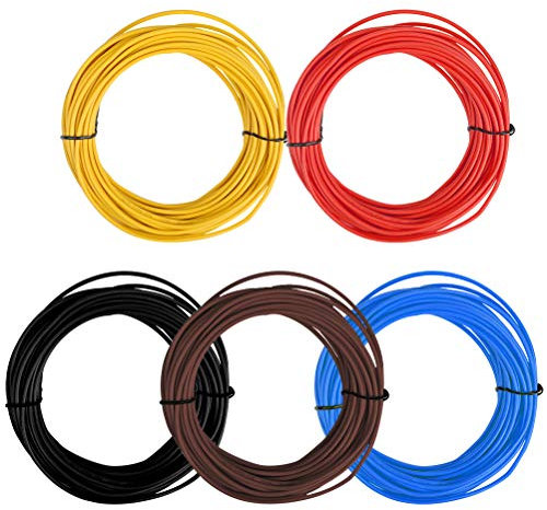 TIMESETL 5Pzs 1.5 mm² FLRY-B Hilo Eléctrico 5 x 10 M Cable Eléctrico Vehicular Cable Eléctrico Vehículo Auto Batería Fusibles Cable Eléctrico 12v Auto Batería Fusibles Cableado Eléctrico Coche