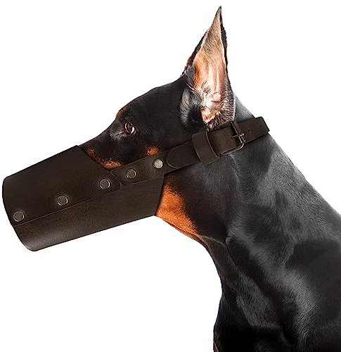 Hide & Drink, Hundemaulkorb aus Leder, schützt vor beißendem Kauen, Pitbull, Deutscher Schäferhund und alle Rassen, klein, mittel, groß, handgefertigt (groß)