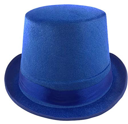 Carnavalife, Sombrero Chistera, Sombrero de Copa, de Fieltro Satén, Sombrero Mago con Cinta de Raso para Carnaval, Halloween, Fiestas, etc (Azul,Adulto)