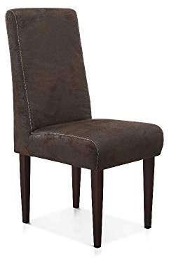 CAVADORE Esszimmerstuhl Malm / Polsterstuhl für Küche oder Esszimmer in Lederoptik / Mit Kontrastnaht / Passend zur Küchengarnitur Malm / 48 x 103 x 62 / Mikrofaser: braun