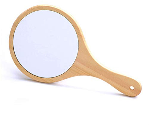 Jackallo Handspiegel aus Holz, Make-up-Spiegel Damen, Spiegel mit Griff, hängend, tragbar, Vintage, Wohnzimmer