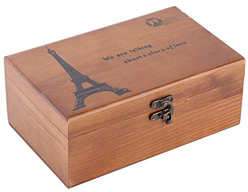 Nähkasten aus Holz Multifunktions-Vintage-Nadelfaden-Aufbewahrungskoffer DIY-Nähstrickwerkzeug Zubehör Nähset Fächer(Leere Box des Turmmusters)