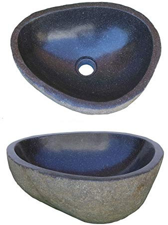 STONE art & more Naturstein-Waschbecken aus Flussstein-Findling, ca. 30 cm x 15 cm, Riverstone, Unikat