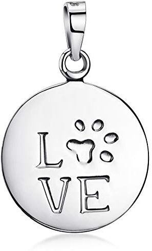 Materia Pfoten Anhänger rund - 925 Sterling-Silber mit Gravur Damen Schmuck KA-270-Ohne Kette