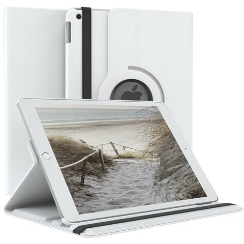 EAZY CASE - Tablet Hülle für iPad 7 / iPad 8 / iPad 9 10,2 Schutzhülle 10.2 Zoll Smart Cover Tablet Case Rotationcase zum Aufstellen Klapphülle 360° drehbar mit Standfunktion Tasche Kunstleder Weiß