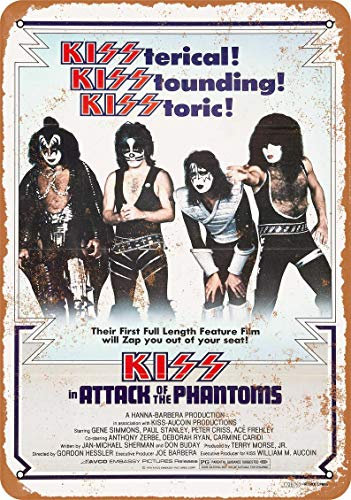 Yuan Sign Blechschild, 1978 Kiss in Attack of The Phantoms, 20 x 30 cm, Vintage-Design