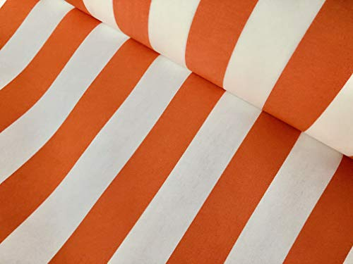 Dralon Outdoor-Stoff mit orange-weißen Streifen, Acryl, Teflon, wasserdicht, Polstermaterial für Kissen, Pavillon, Strand, 160 cm breit, Meterware
