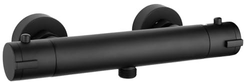 ENKI, Dune, T34, Matte Black, Thermostatic Shower Mixer Valve, Solid Brass, Anti-Scald Device, Constant Temperature Control, Contemporary Design, Easy to Install, 1-Year Guarantee