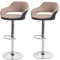 2er-Set Barhocker HWC-F16, Barstuhl Tresenhocker Drehhocker, mit Lehne Kunstleder - Taupe-schwarz