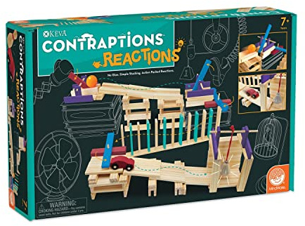 MindWare KEVA Contraptions Reactions Planks Building Toy - 178 KEVA Building Planks (191 Piece Set) - Free-Form Wood Building Set for Kids to Create Their Own Ball Maze – Ages 7 & Up