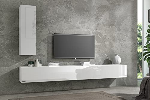 Wuun® Somero Lowboard Tv-Board Wohnwand (Weiß-Matt/Weiß-Hochglanz, 280cm (2x140cm))