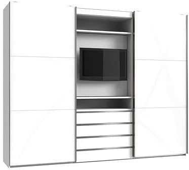 Froschkönig24 magicGlas Schwebetürenschrank Schiebetürenschrank mit TV-Element Weiß, Höhe:236 cm, Schließdämpfung:ohne Schließdämpfung
