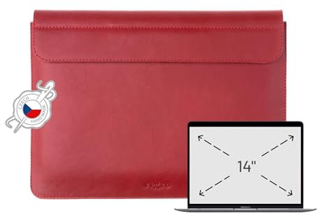 FIXED Oxford für MacBook | Ledertasche aus ital. Echtleder | Handgenäht in Tschechien (MacBook Pro 14, Rot)