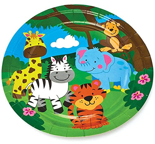 Baker Ross Assiette en Carton motif Animaux de la Jungle - Lot de 10, Decoration Anniversaire Enfant (FX101), Assiettes en Papier