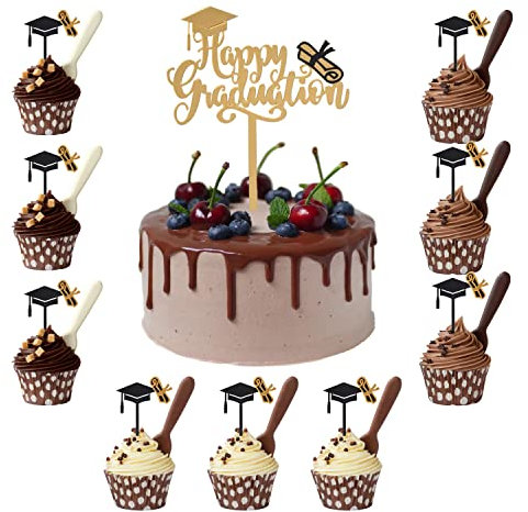 Cnrose Graduation Tortendeko & Cake Topper 10 Stück 2023 Abschluss Deko - Tortenaufsatz & Aufkleber