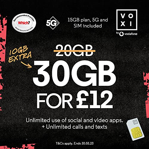 Vodafone VOXI £12 Plan SIM (Packaging May Vary)