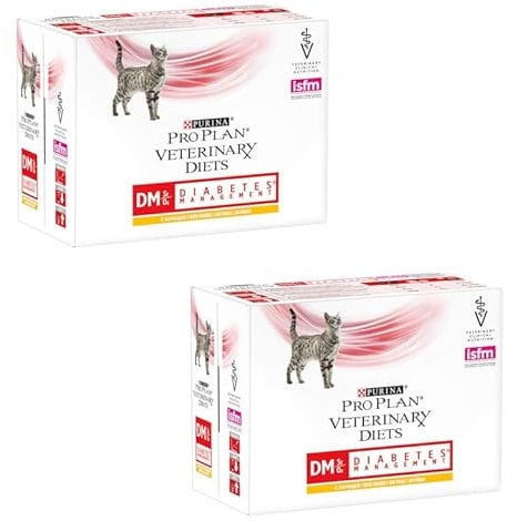 Pro Plan Veterinary Diets Gestion du Diabète au Poulet pour Chat | Pack Double | 2 x 10 x 85 g | Sachets Fraîcheur | Régulation de la Glycémie