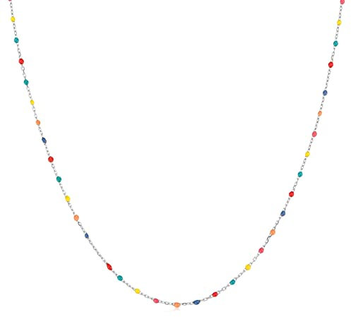 MARLION JEWELS Kette für damen mit kleinen bunten Kugeln. Halskette aus vergoldetem/versilbertem Chirurgenstahl ideal als Geschenk. Schmuck Damen (Mehrfarbig, Vergoldung)