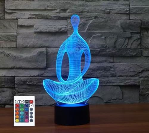 SUPERRUIDALONG 3D-Meditations-Fernbedienung, 16 Farben, Nachtlichter, Illusion, Acryl, LED-Tischlampe, Kinderzimmer, Schreibtisch, Dekoration, Geburtstagsgeschenke, Spielzeug für Kinder