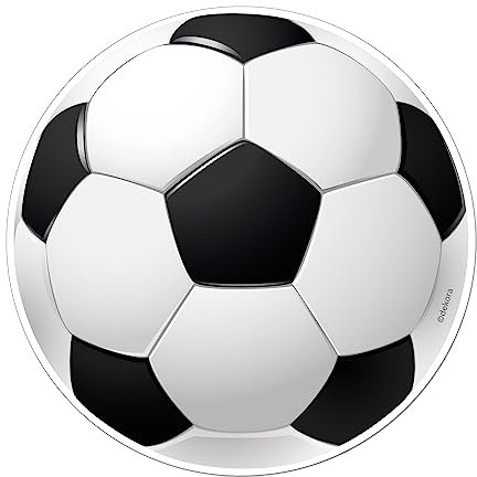 dekora - Essbare Kuchen Deko Geburtstag - Essbares Tortenbild für Kinder - Essbarer Tortenaufleger Fussball Zuckerfrei - 15,5 cm Durchmesser
