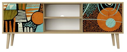 HEALANCY Mueble de TV de 2 Puertas - Modernos Muebles de televisión - Mesa de TV de Salón - Lowboard Design - Decorado