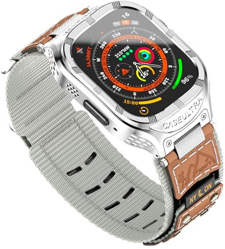 Caseultra Cinturino sportivo in nylon compatibile con Apple Watch da 45 mm/44 mm/42 mm, cinturino militare per iWatch serie 9/8/7/6/5/4/3/2/1/SE (C-verde, 45 mm)