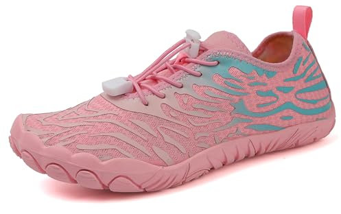AONETIGER Badeschuhe Herren Wasserschuhe Damen Strandschuhe Sommer Atmungsaktiv Barfußschuhe rutschfeste Schwimmschuhe Surfschuhe Aquaschuhe Fitnessschuhe(8023 Rosa,40EU)