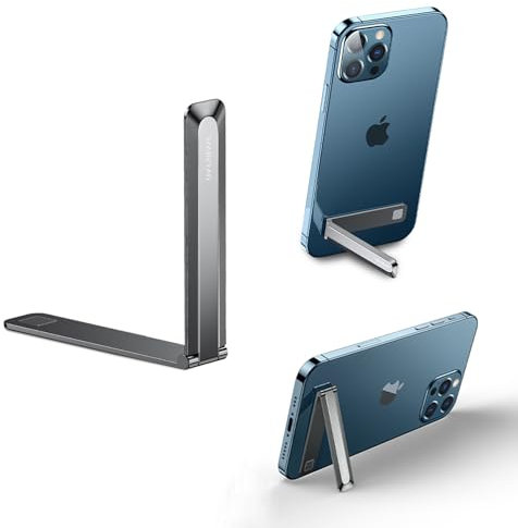 nediea Cell Phone Stand Foldable, For iPhone Desk Stand Angle Adjustable, Magnetic Portable Metal Mobile Phone Stand, Mini Phone Holder Fit For 4-7 inches Smartphones