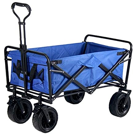 CRBUDY Klappbarer Gartenwagen für den Außenbereich, zusammenklappbarer Schubkarren mit Bremse, tragbarer, rollender, Leichter Strandwagen für den Außenbereich