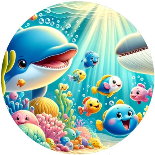 Fondant Tortenaufleger Tortenbild Geburtstag Party DELPHIN,UNTERWASSERWELT K 100