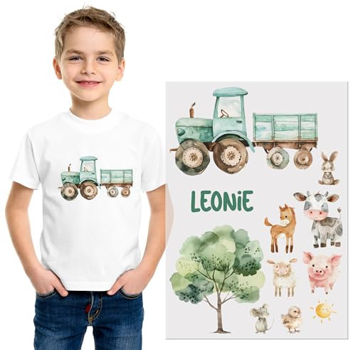 GRAZDesign Bügelbilder Set Bauernhof für Textilien DIN A4 zum selbst aufbügeln für Kinder mit Namen personalisiert