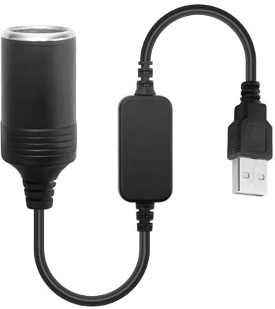 USB to 12V Cigarette Lighter Adapter 5V USB Male to 12V Cigarette Lighter Socket Female Converter Car Charger Power Cable Cord for Driving Recorder, Dash Cam, GPS, Car Purifier, E-Dog