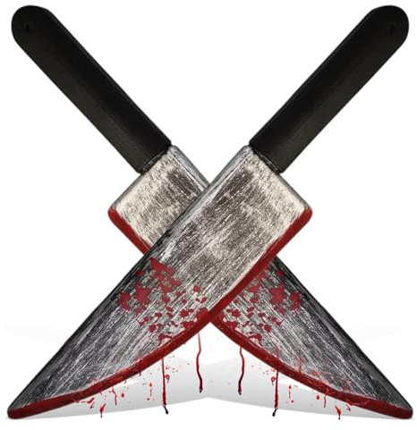 Veesper Halloween Zombie Knife, 2Pcs Realistic Bloody Fake Knife 15x3in Plastic Prop Halloween Knife Handheld Decorative Toy Knife for Party, Prank, Cosplay, Decorations