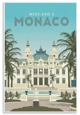 YQCQCS Monaco Monte Carlo Vintage Reiseposter Leinwand Kunst Poster Bild Wanddekoration Malerei Poster Dekorative Poster