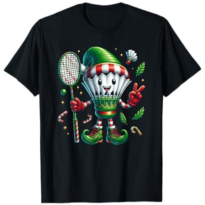 Lustiges Badminton-Elfenmotiv, Friedenshand, Weihnachten, Damen, Herren, Kinder T-Shirt