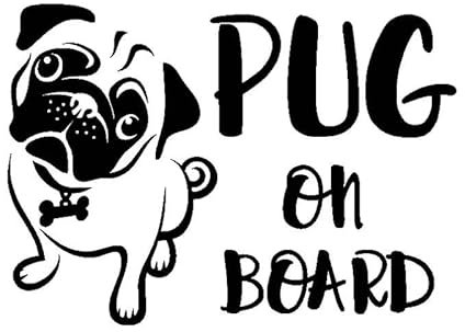 JIFENLI Autoaufkleber 16,7 cm * 12 CM MOPS AN BORD Lustige süße Gog Vinyl Aufkleber Auto Aufkleber Schwarz Silber