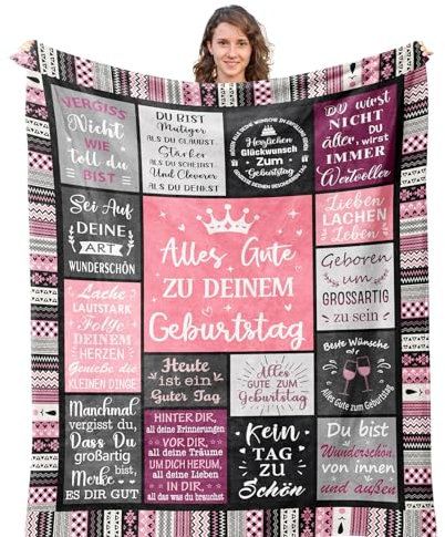 Zymuegist Geburtstagsgeschenk für Frauen, Kuscheldecke Geschenke für Mädchen, Ehefrau, Mama, Frau, Freundin, Schwester zum Muttertag Geburtstag Valentinstag Weihnachten (Geburtstag, 130X150CM)