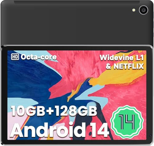 Jeazans Tablet Android, tablet da 10,1 pollici con touchscreen HD 1280 * 800 IPS, processore Octa-Core, 10 (4+6) GB RAM 128 GB ROM, scheda TF da 1 TB espandibile, 5G/2.4G WiFi, BT 5.0, doppia