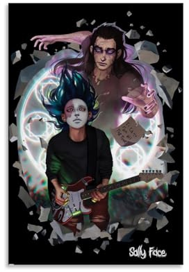 LNLEXTAR Sally Face Fan Art Poster Dekorative Malerei Leinwand Wandkunst Wohnzimmer Poster Schlafzimmer Malerei,Wandkunst Bilddruck Moderne Familienzimmer Dekor 12x18inch(30x45cm)