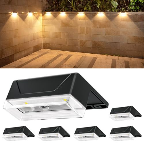 ELLASAY Aplique Solar Pared Exterior: 8 Modos de Iluminación Con RGB Solar Powered Lámparas - Impermeable IP65 - Luces Decoración de Jardín Patio Porche Valla Terraza 6 Piezas