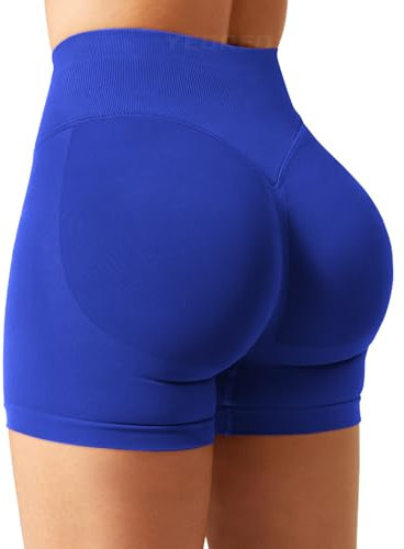 YEOREO Damen Sport Shorts Invisible Scrunch Butt Lifting Gym Workout Shorts 4.5 Seamless Kurze Leggings Damen Push Up Booty Biker Shorts Dunkelblau M